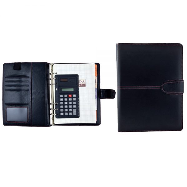 Organizer with or without calculator Document pockets Business card holders Material: PU Leather Size 8.5 Inches