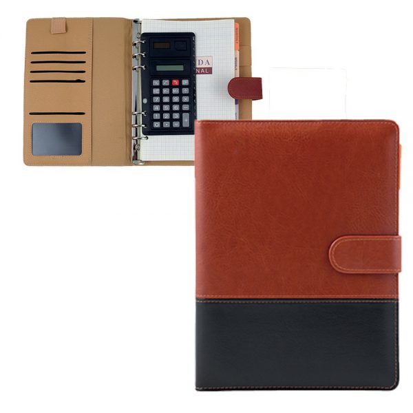 Organizer with or without calculator Document pockets Business card holders Material: PU Leather Size 8.5 Inches