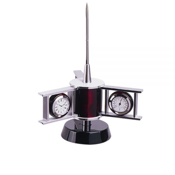 Wooden Desktop- Rolling clock with hygrometer, thermometer